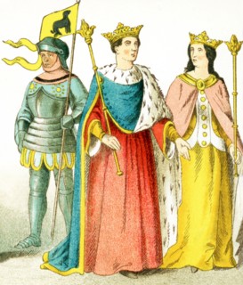 The figures pictured here represent English people between A.D. 1400 and 1450. They are from left