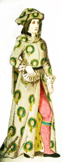 The image shows an English Knight of the Garter between 1450 and 1500. The Order of the Garter is