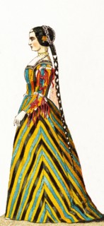 The Italian noblewoman represented in this illustration dates to the 1400s. .
