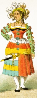 The woman represented here is a German who dates to 1500-1550. The illustration dates to 1882.