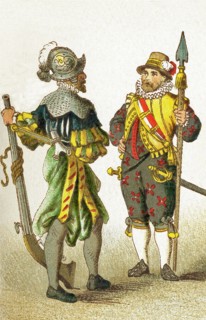 The figures in this illustration show Germans between 1550 and 1600. They are, from left to right: