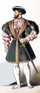 The figure represented here is Francis I, who died in 1547. Francis I was the first king of France