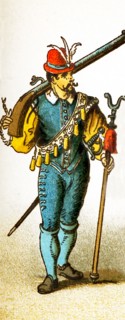 The figure represented here is a French guard between 1550 and 1600 ‚Äî during the time of Charles