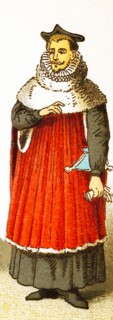 The figure represented here is a French doctor of medicine between 1550 and 1600. The illustration