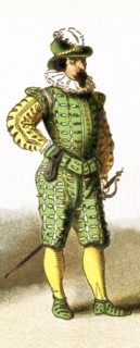 The figure represents a Spanish soldier from A.D. 1500-1600. The illustration dates to 1882.