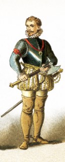 The figure represents Don John of Austria (died 1578), A Spanish admiral and general. He was the