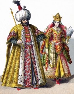 These figures represent a Sultan and a Sultana in the Ottoman Empire in 1500. The illustration