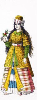 This figure represents an Ottoman maiden in the Ottoman Empire in 1500. The illustration dates to