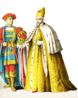 The figures pictured here date to around 1500 A.D. They are from left to right: an Italian man of