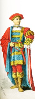 The figure pictured here represents an Italian man of rank around 1500 A.D. The illustration dates
