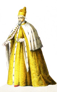 The figure pictured here represents the Doge of Venice in 1500 A.D. He is Agostino Barbarigo. The