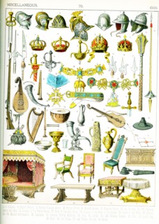 Shown here are European artifacts from approximately the year 1500.They are from left to right, top
