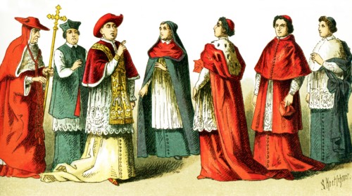 The images here all feature ecclesiastical Costume, from the 11th century through the 19th century.
