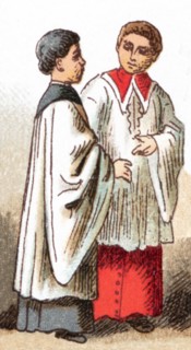 The illustrations shown here depict ecclesiastical costumesof two Ministrants or altar boys in the