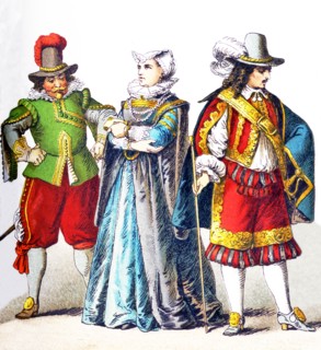 The figures represented here are all Germans in the 1600s. From left to right, they are: a man of