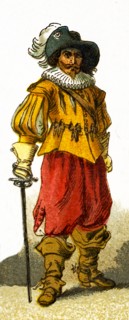 The figure here represents a French citizen in the 1600s. This illustration dates to 1882.