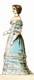 The Figure represented here is a French lady of the court living in the 17th century, specifically