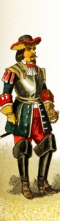 The figure represented here is a French cuirassier around 1600. The illustration dates to 1882.