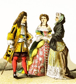 The figures represented here are French people around 1600. They are, from left to right: Louis XIV