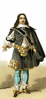 The men in this illustration wear the clothes worn in the Netherlands around 1600 by a man of rank.