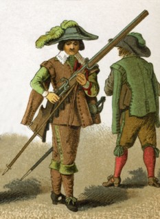 The dress of Netherlands soldiers shown in this illustration date to 1600. This illustration dates