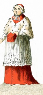 The figure pictured here is a German bishop in 1700. This illustration dates to 1882.