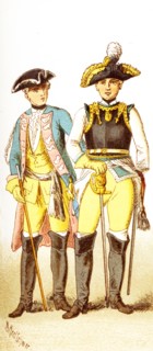 The Figures represented here are both Germans in 1700s and are, from left to right: an officer of