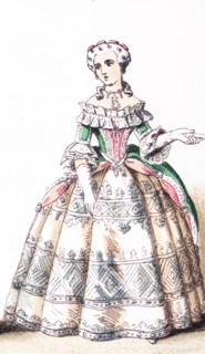 The figure illustrated here represents a French lady of rank‚Äîupper class woman‚Äîbetween 1700 and