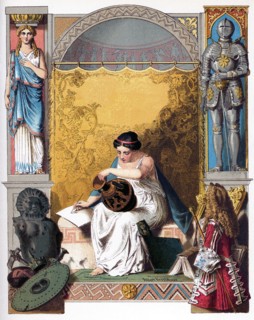This late 1800s bookplate is in the style often included in books at the time to note the person or