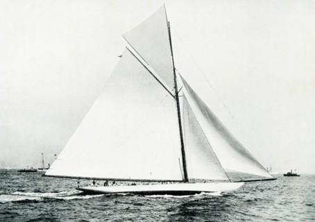 This photo shows the America Cup defender Columbia that was launched in 1899. She was the defender