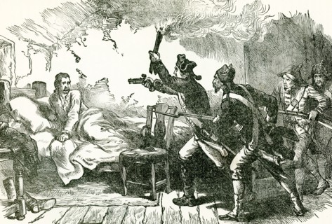 This illustration shows the arrest of General Prescott, Lieutenant-Colonel William Barton and a