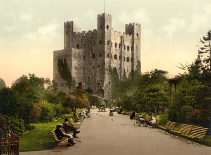 Rochester Castle stands on the east bank of the River Medway in Rochester.