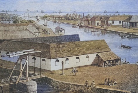 Canal and harbour of Batavia.