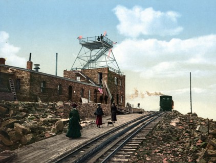 The summit of Pike's Peak with railway station.