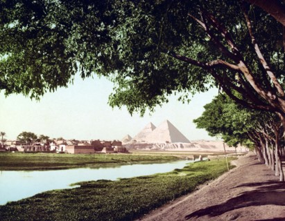 The pyramids seen from the road.