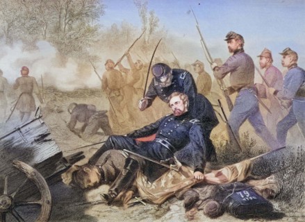 Tod von General Isaac Stevens wahrend des Angriffs auf Chantilly.