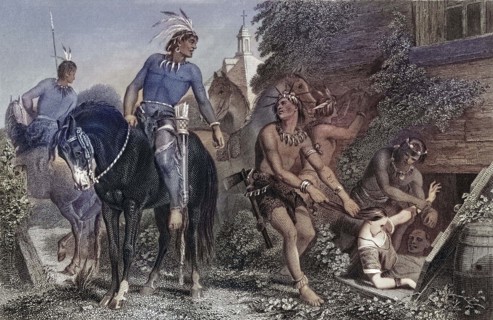 Miss Jane McCrea von den Indianern entfuhrt.