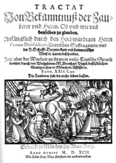 Title page of Binsfeld's Hexentraktat, regarded for at least 100 years as the standard work in the