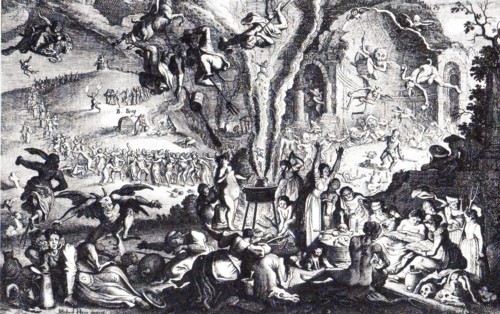 Witch Scene, Witches at Walpurgis Night at the Witches' Dance Place, c. 1650, Germany, Historical,