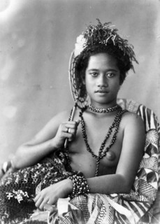 Young woman from Samoa, with necklace, c. 1890, Historic, digitally restored reproduction from an