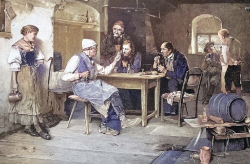 Men, peasants in an inn on Sunday.