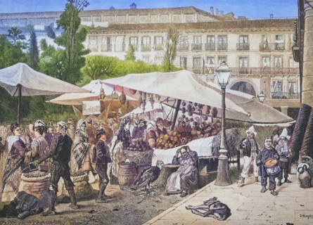 Market on the Plaza Major in Madrid.