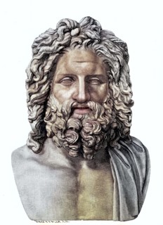 The antique marble bust of Zeus of Otricoli stands in the Vatican in Rome.