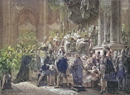 The transmission and legitimation of political power to Charles X in Rheims.
