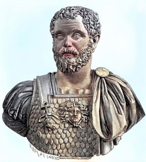 Ancient Marble Bust of Lucius Septimius Severus Pertinax.