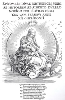 Title-page to the life of the virgin in book form.