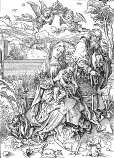 The holy family with three hares.