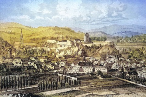 View of the pilgrimage town of Lourdes