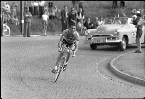 Carlo Clerici, racing cyclist, around 1954.
