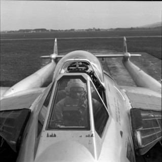 Military pilot in military jet, Dvºbendorf 1957.
